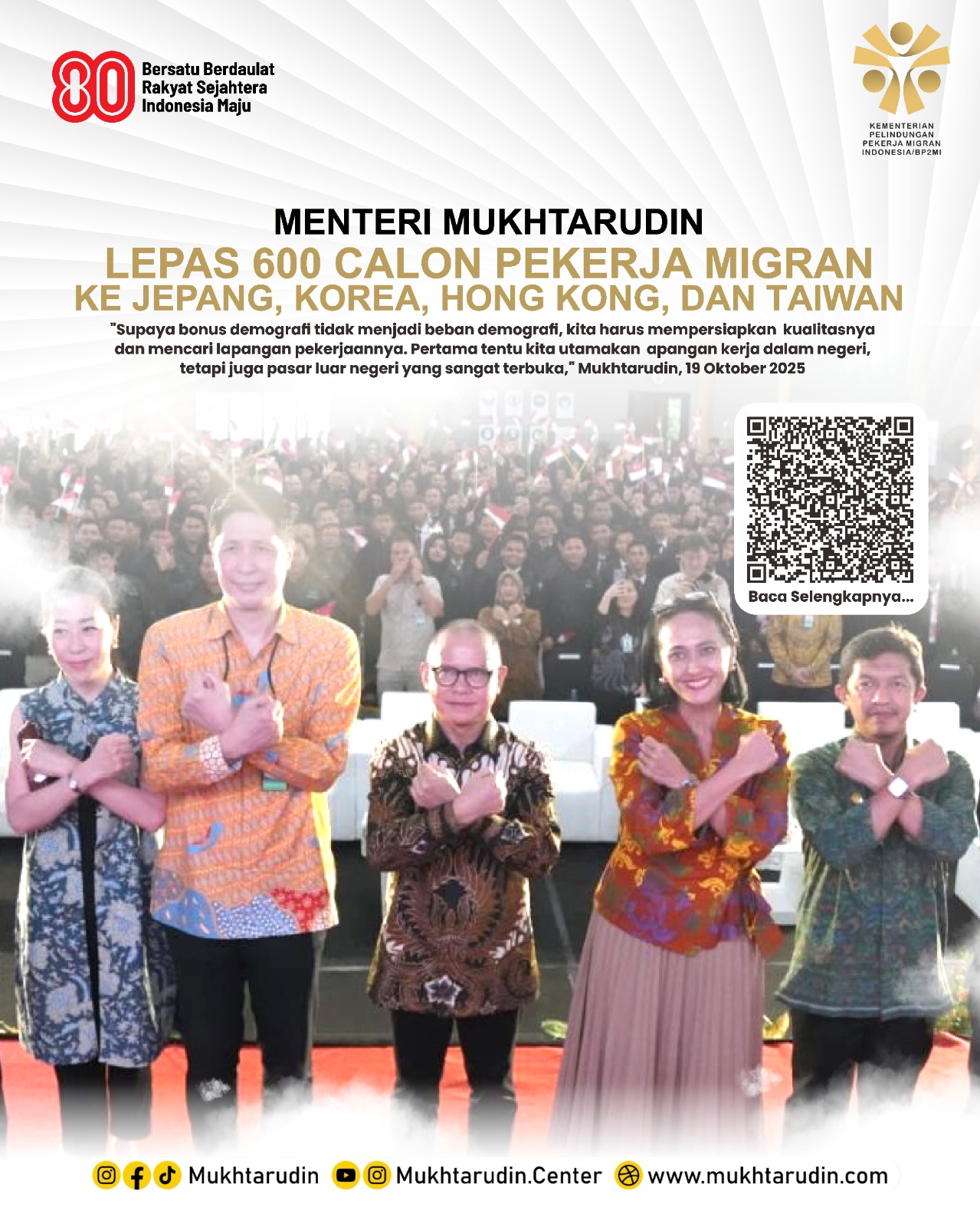 Menteri Mukhtarudin Lepas 600 Calon Pekerja Migran ke Jepang, Korea, Hong Kong, dan Taiwan
